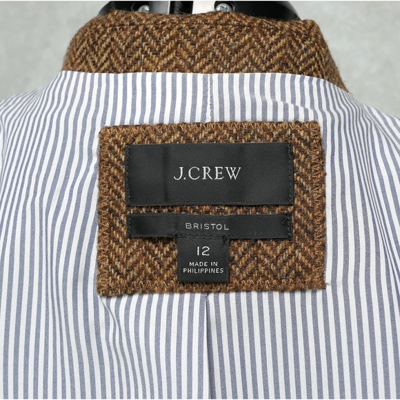 J.Crew Bristol Blazer 12 Hazelnut Herringbone Moon British Tweed Double Breasted - Picture 10 of 12